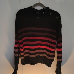 T Tahari Black and Red Striped Women's Sweater